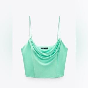Zara Satin Corset Camisole Crop Top
